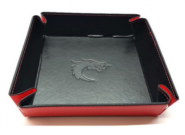 Old School Dice: RPG Dice Rolling Tray - Square Red with Black Back