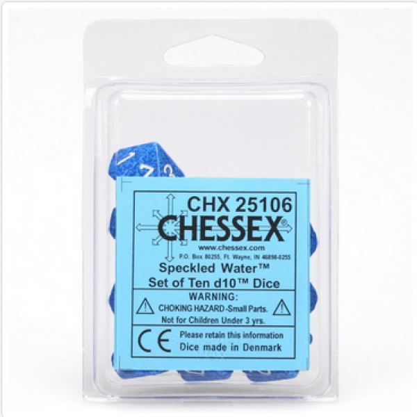 Chessex Dice Sets: Water Speckled d10 Set clamshell (10)