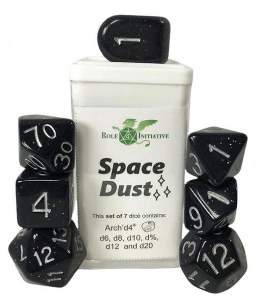 Polyhedral Dice Set: Opaque Space Dust dice w/ Archd4 & Balanced20 (7)
