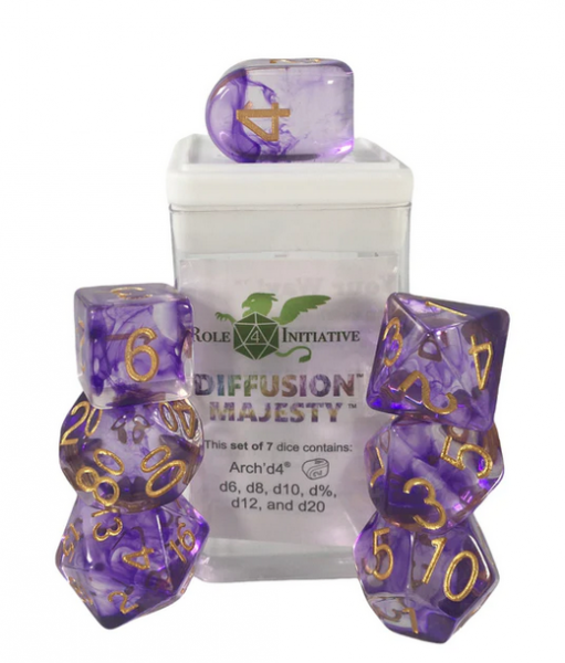 Polyhedral Dice Set: Diffusion Majesty dice w/ Archd4 & Balanced20 (7)