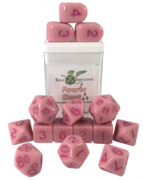 Polyhedral Dice Set: Opaque Faerie Dust dice w/ Archd4 & Balanced20 (15)