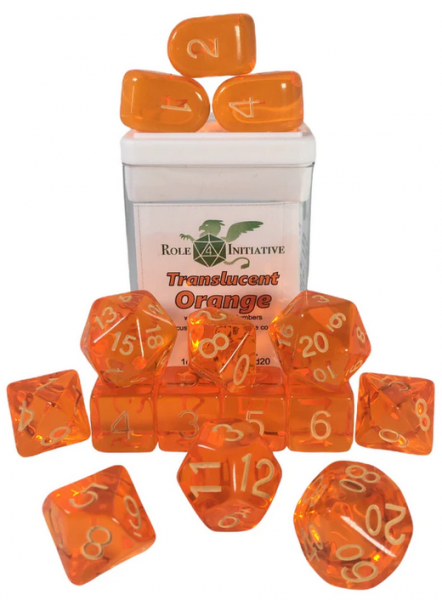 Polyhedral Dice Set: Translucent Orange/Light Orange dice w/ Archd4 & Balanced20 (15)