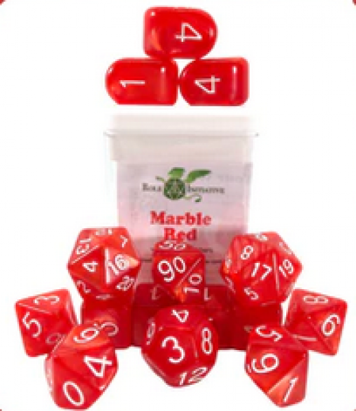Polyhedral Dice Set: Marble Red dice w/ Archd4 & Balanced20 (15)