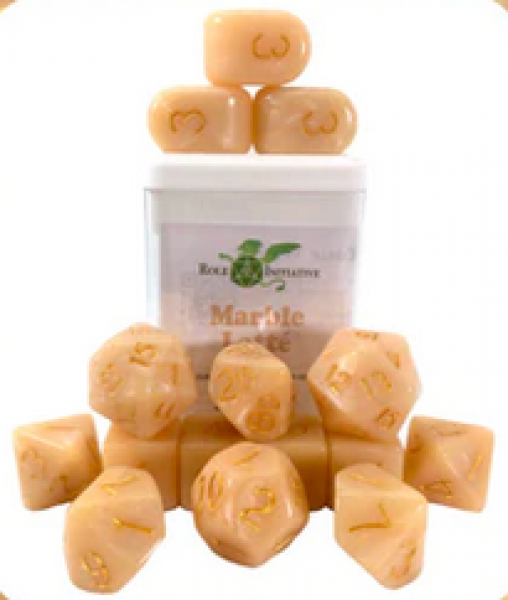 Polyhedral Dice Set: Marble Latte dice w/ Archd4 & Balanced20 (15)