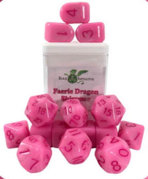 Polyhedral Dice Set: Faerie Dragon Shimmer dice w/ Archd4 & Balanced20 (15)