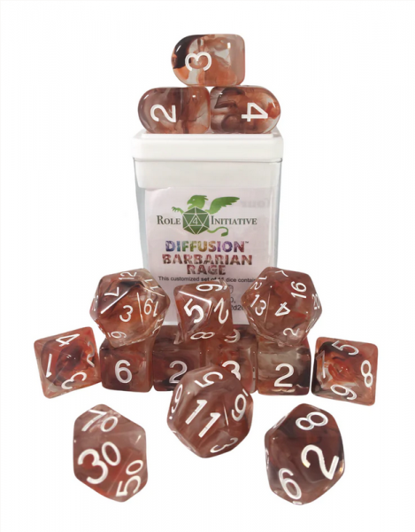 Polyhedral Dice Set: Diffusion Barbarian Rage w/ Archd4 & Balance d20 (15)
