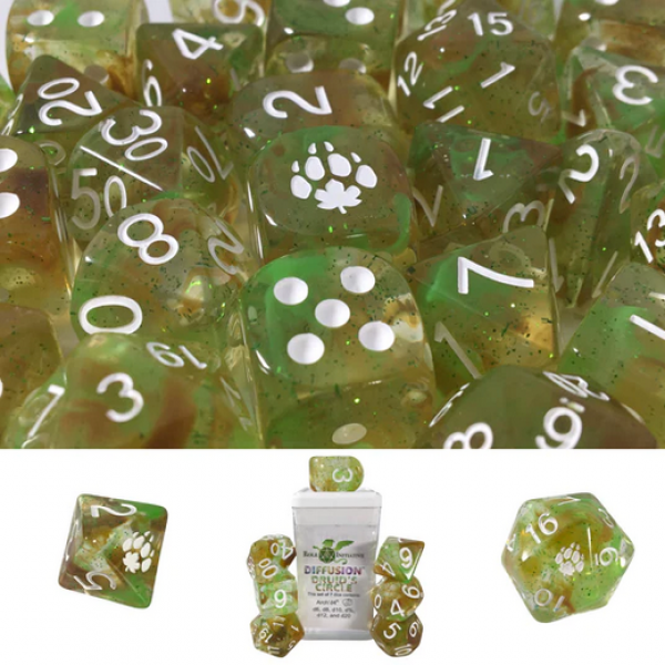 Polyhedral Dice Set: Diffusion Druids Circle with Symbol w/ Archd4 & Balanced20 (7)