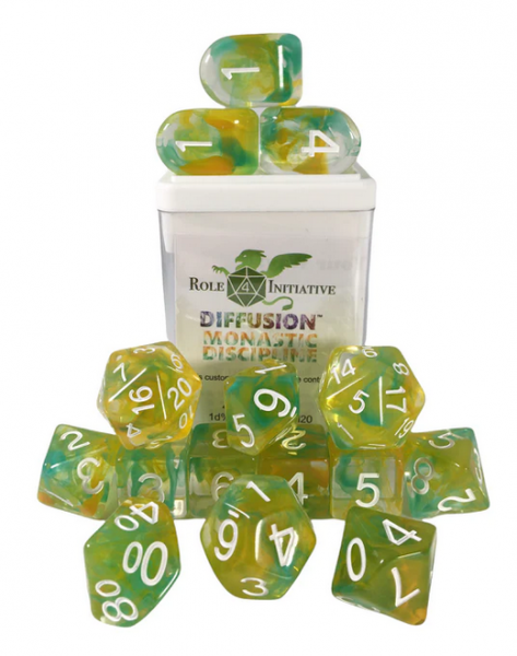 Polyhedral Dice Set: Diffusion Monastic Discipline w/ Archd4 & Balanced20 (15)