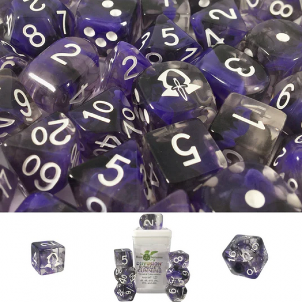 Polyhedral Dice Set: Diffusion Rogues Cunning with Symbol w/ Archd4 & Balanced20 (7)