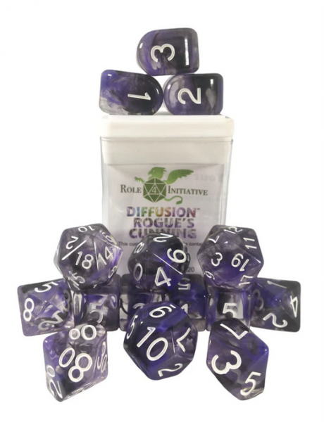 Polyhedral Dice Set: Diffusion Rogues Cunning w/ Archd4 & Balanced20 (15)