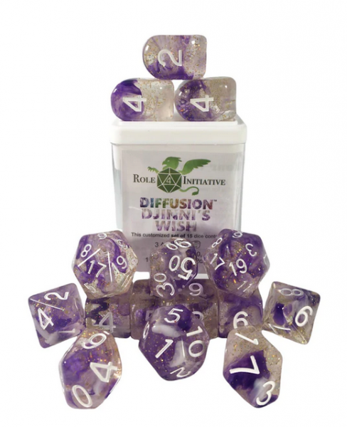 Polyhedral Dice Set: Diffusion Djinnis Wish w/ Archd4 & Balanced20 (15)