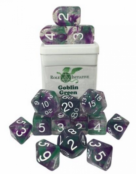 Polyhedral Dice Set: Diffusion Goblin Green w/ Archd4 & Balanced20 (15)