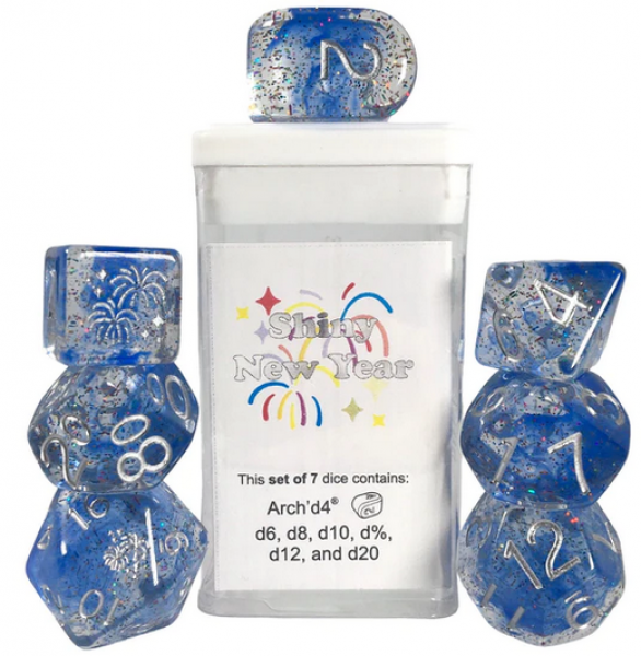Polyhedral Dice Set: Diffusion Shiny New Year dice w/ Archd4 & Balanced20 (7)