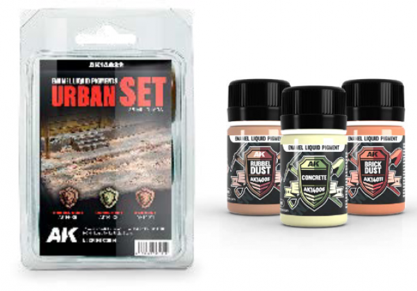 AK-Interactive: (Pigment) Liquid Enamel - Urban Set (3pcs) (35ml)
