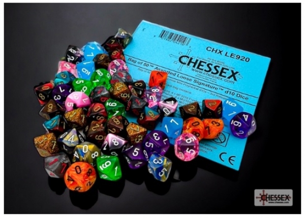 Chessex Bulk Dice: Bag of 50 Assorted Loose Mini-Polyhedral d10s - 3rd Release