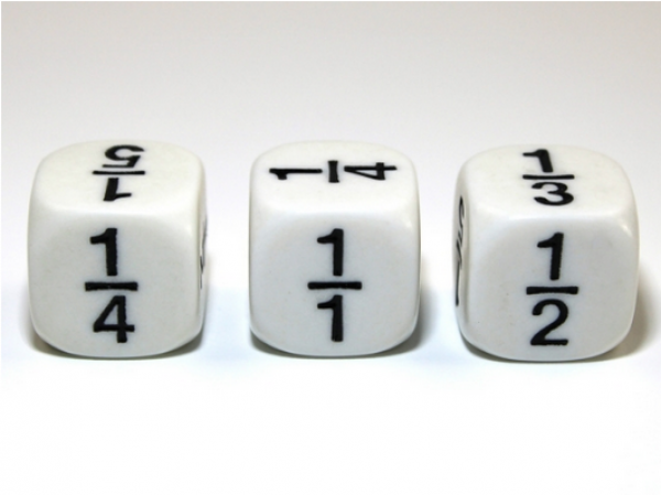 Math Fractions 16mm d6 White/black (1/1 - 1/6) (1)