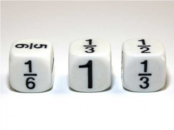 Math Fractions 16mm d6 White/black (1 - 5/6) (1)
