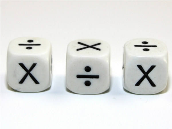 Math dice Opaque 16mm d6  w/faces (3 (x) 3 (/)) (1)