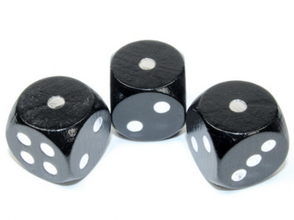 Chessex: 18mm d6 Wood Loaded to Roll 1 Black/silver (1)
