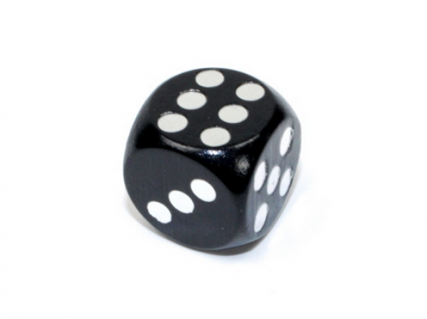Chessex: 18mm d6 Wood Loaded to Roll 6 Black/silver (1)