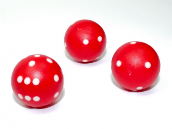 Opaque Spherical Red/white d6 22mm (1)