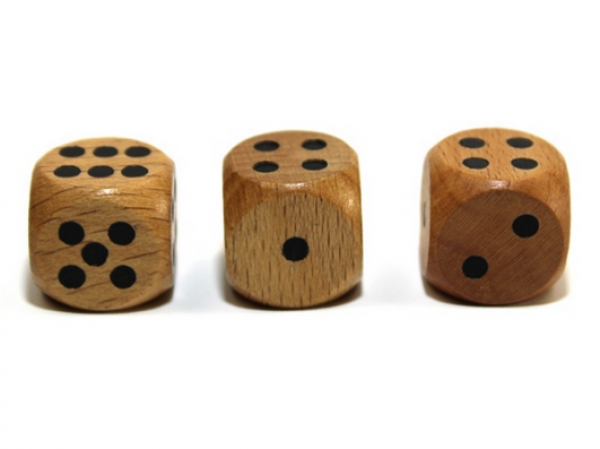 16mm Wood Dice Natural/black (1)