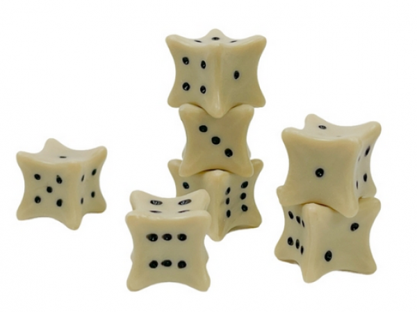 18mm Dice Bones d6 Ivory/black (1)