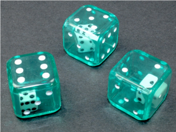 19mm d6 Double Dice Green/white (1)