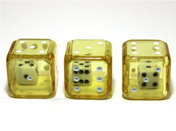 19mm d6 Double Dice Yellow/white (1)