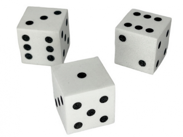 25mm d6 Foam Square Cornered w/Pips White/black (1)