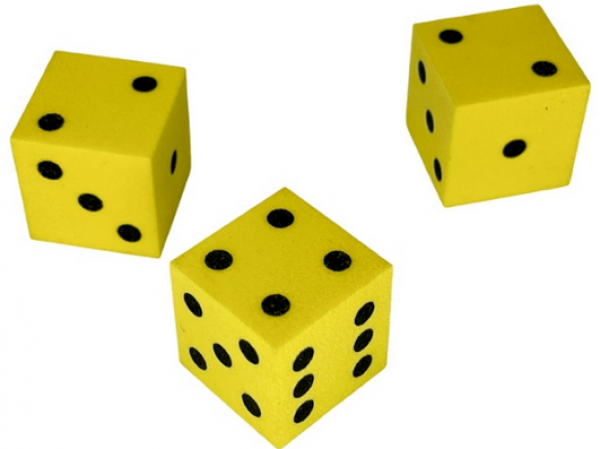 25mm d6 Foam Square Cornered w/Pips Yellow/black (1)