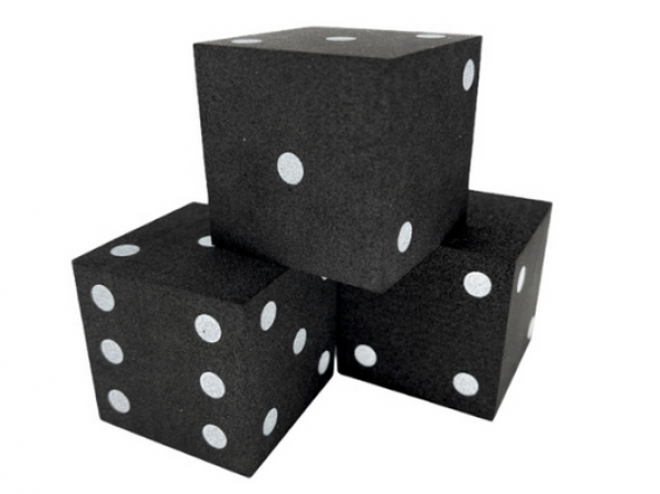 50mm d6 Foam Square Cornered w/Pips Die Black/white (1)