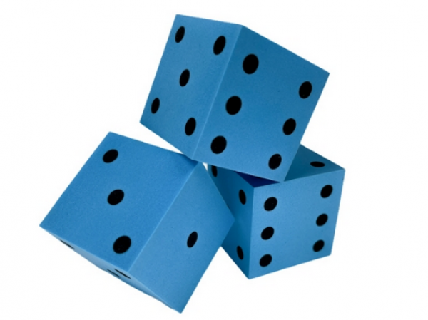 50mm d6 Foam Square Cornered w/Pips Die Blue/black (1)