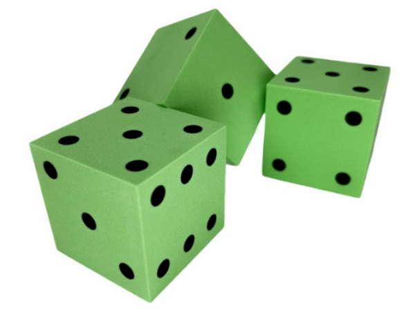50mm d6 Foam Square Cornered w/Pips Die Green/black (1)
