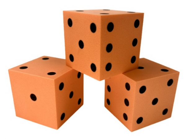 50mm d6 Foam Square Cornered w/Pips Die Orange/black (1)