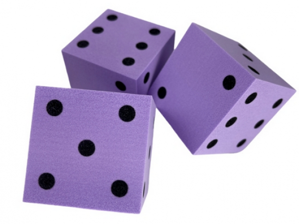 50mm d6 Foam Square Cornered w/Pips Die Purple/black (1)