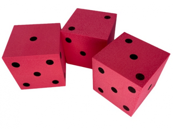 50mm d6 Foam Square Cornered w/Pips Die Red/black (1)