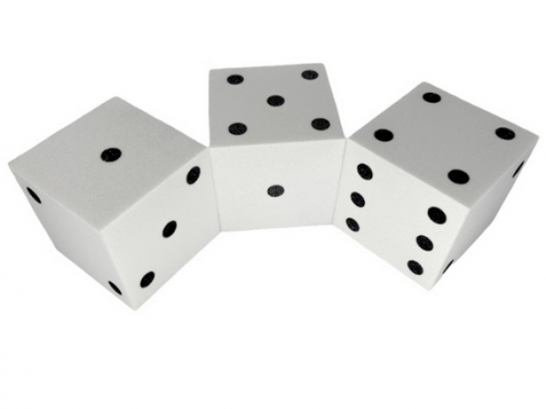 50mm d6 Foam Square Cornered w/Pips Die White/black (1)