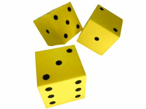 50mm d6 Foam Square Cornered w/Pips Die Yellow/black (1)
