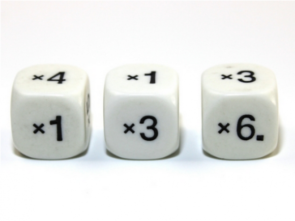 Math Multiplication 16mm d6 White/black (x1 x2 x3 x4 x5 x6) (1)