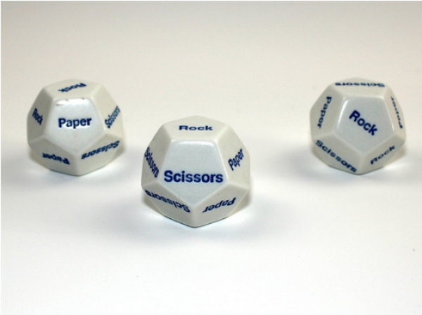 28mm d12 Rock Paper Scissors White/blue (1)