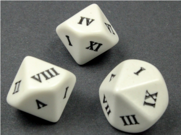 d10 Roman Numberals I-X White/black (1)