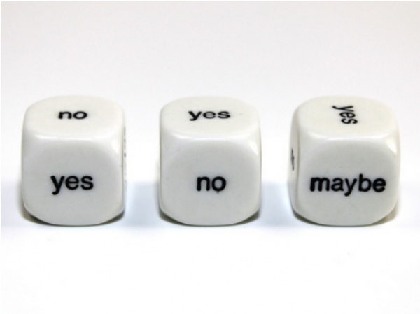 Decision 16mm d6 White/black - Yes No Maybe (1)