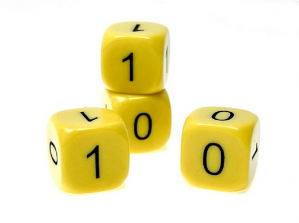 16mm d6 Binary (0 and 1) Yellow/black Rounded Corner (1)