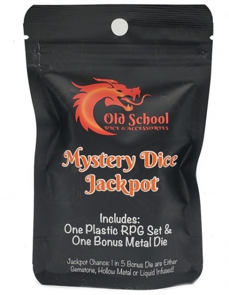 Old School RPG Dice Set: Mystery Dice Jackpot - 7 piece acrylic/resin set with bonus metal die (7)