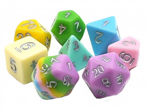 Old School RPG Dice Set: Gradients - Pastel Rainbow (8)