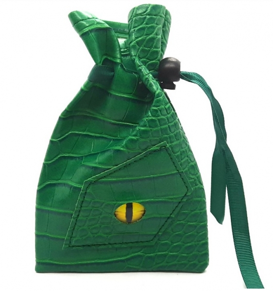 Old School Dice: Dragon Eye RPG D&D Dice Bag - Green Dragon