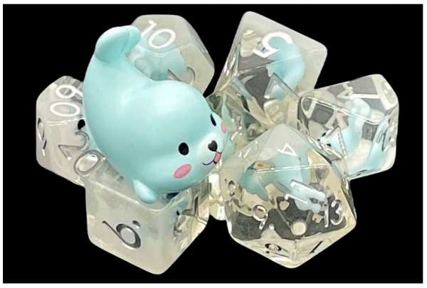 Old School RPG Dice Set: Animal Kingdom - Baby Seal (light blue) (7)