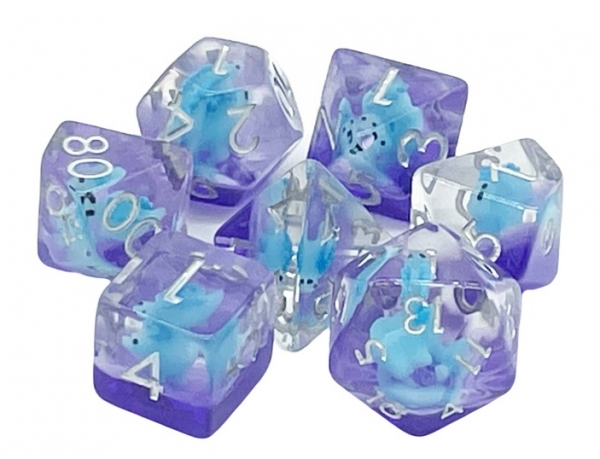 Old School RPG Dice Set: Animal Kingdom - Baby Stegosaurus (blue) (7)