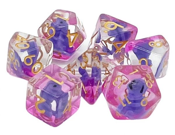 Old School RPG Dice Set: Animal Kingdom - Baby T-rex (purple) (7)